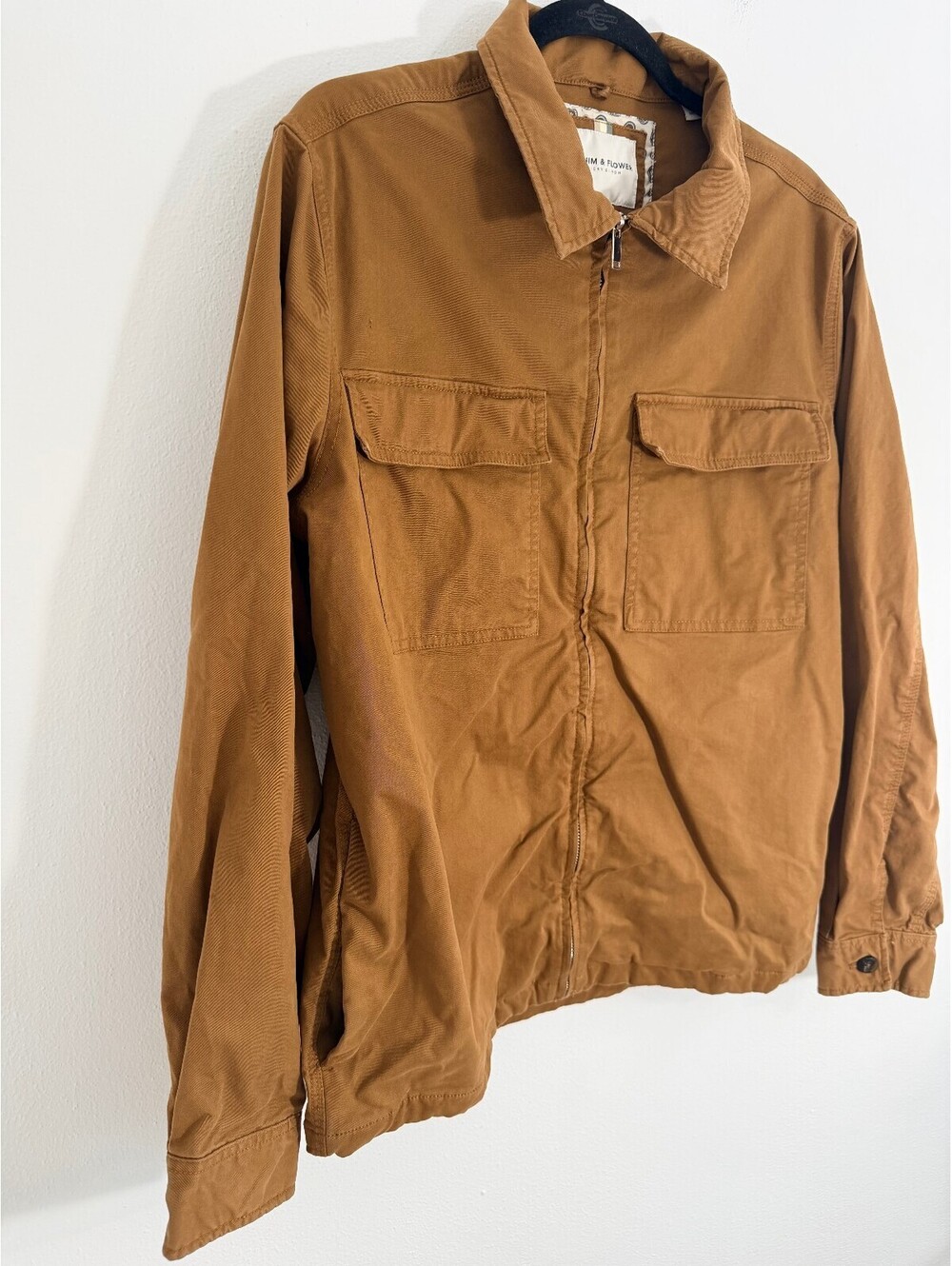 Denim & Flower Ricky Singh Men’s L Brown Utility Zip Shirt Jacket Shacket - Picture 9 of 9